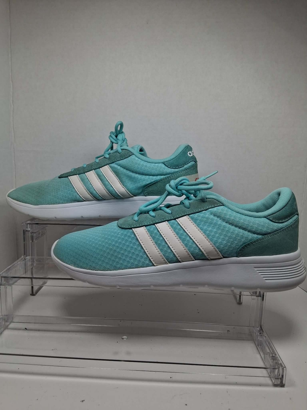 Adidas Neo Lite RacerWomen's Blue/White Lace-Up Low Top Athletic Sneakers Sz: 10